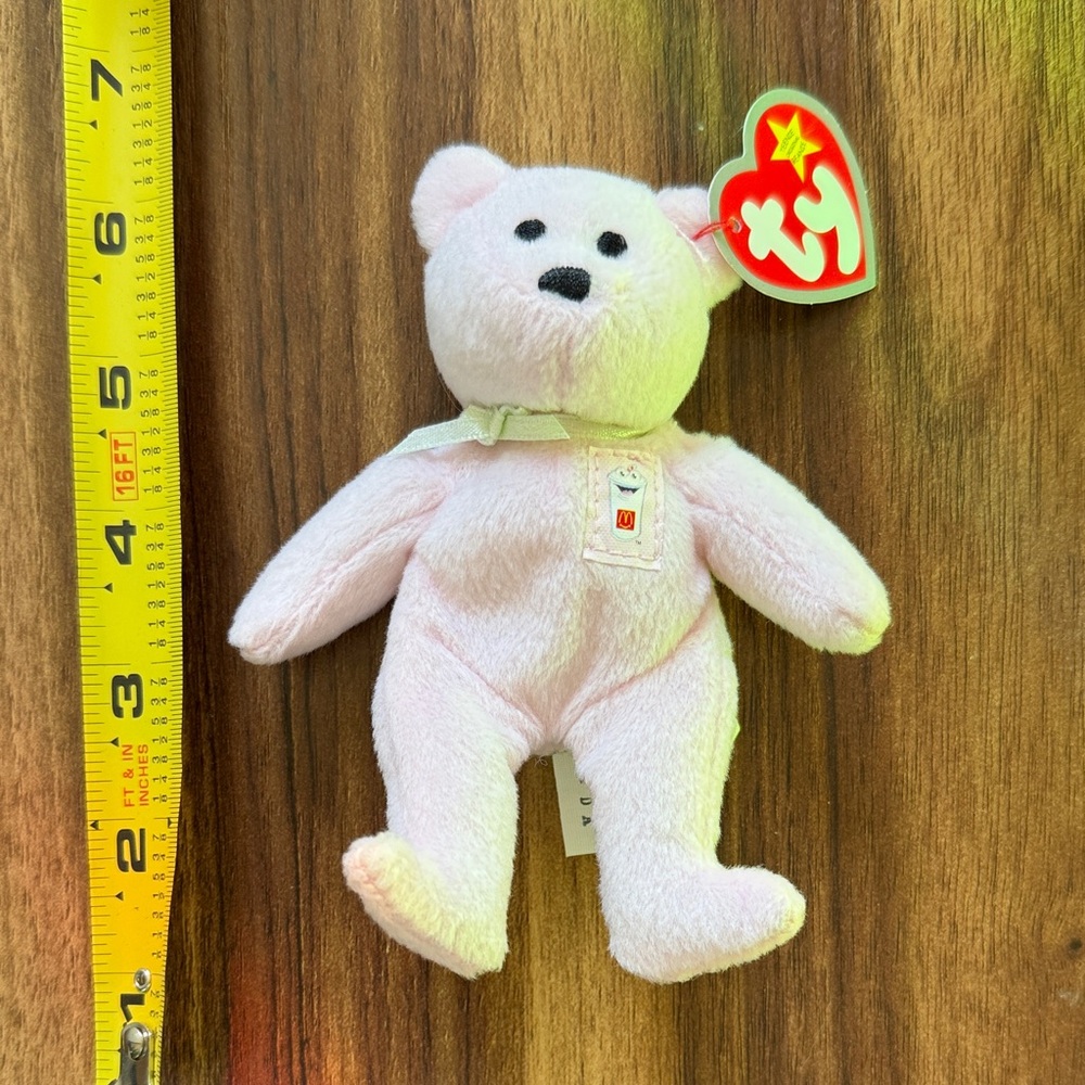 TY McDonalds 25th Anniversary Light Pink Bear Plush Toy